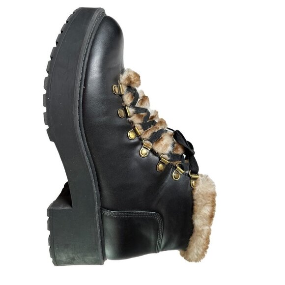 American Eagle combat boots with fur, women's size 10 - Picture 2 of 6